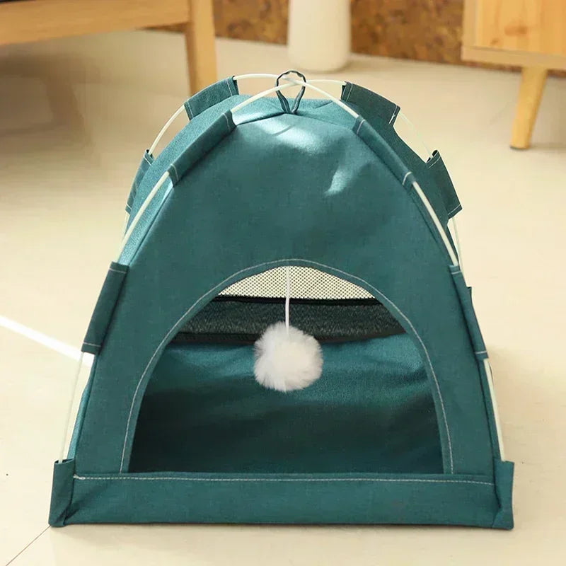 Canvas Cat Tent Bed – Cozy, Breathable & Removable Cushion Hideout