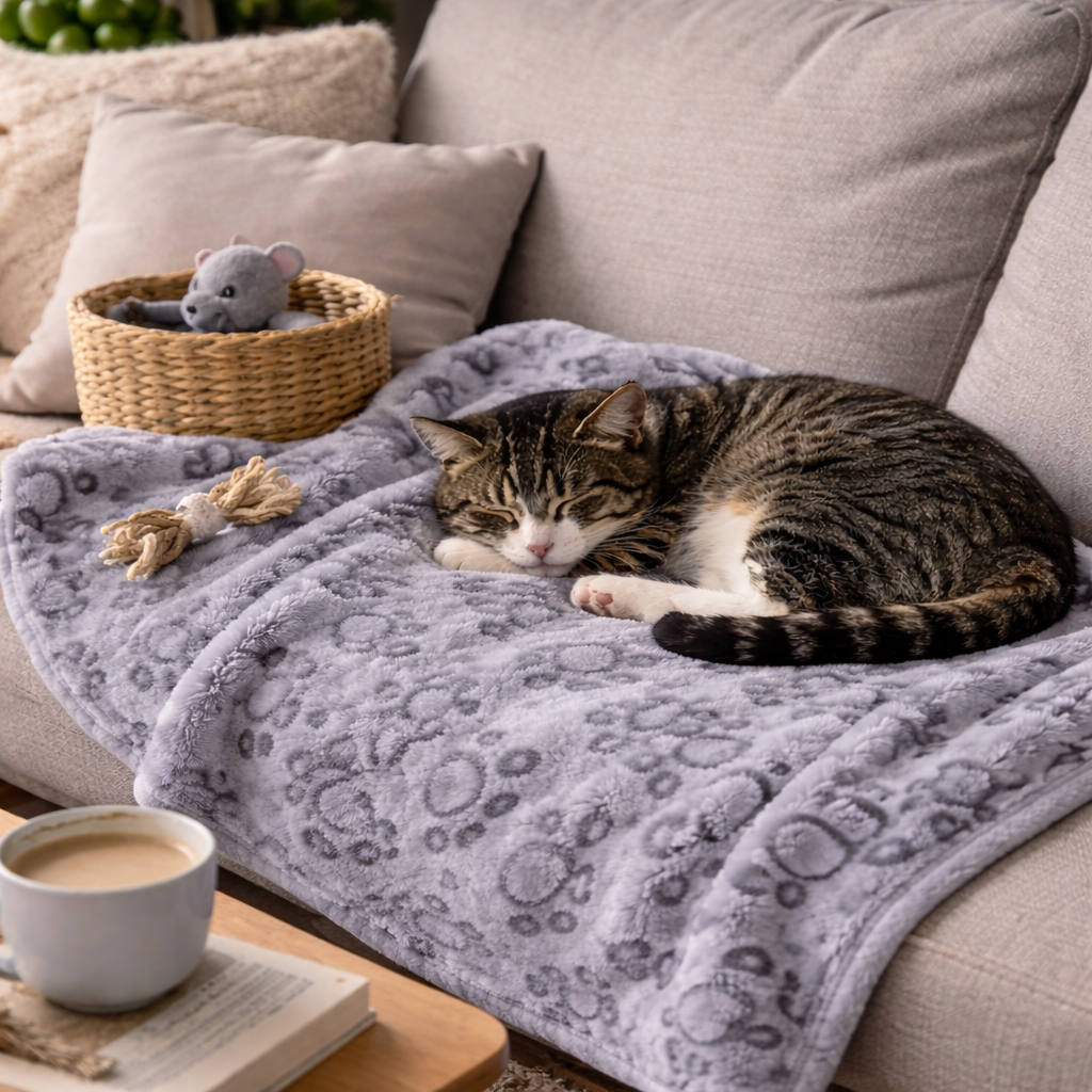 Cosy Fleece Cat Blanket (Soft & Washable)
