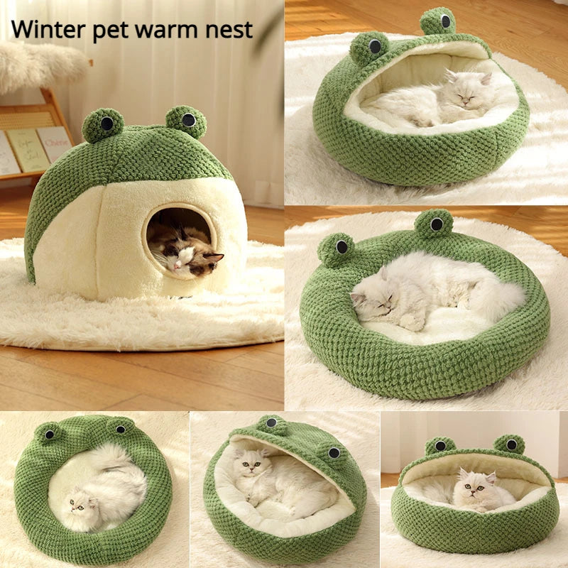 Frog Cave Bed – Cozy Enclosed Hideaway for Cats